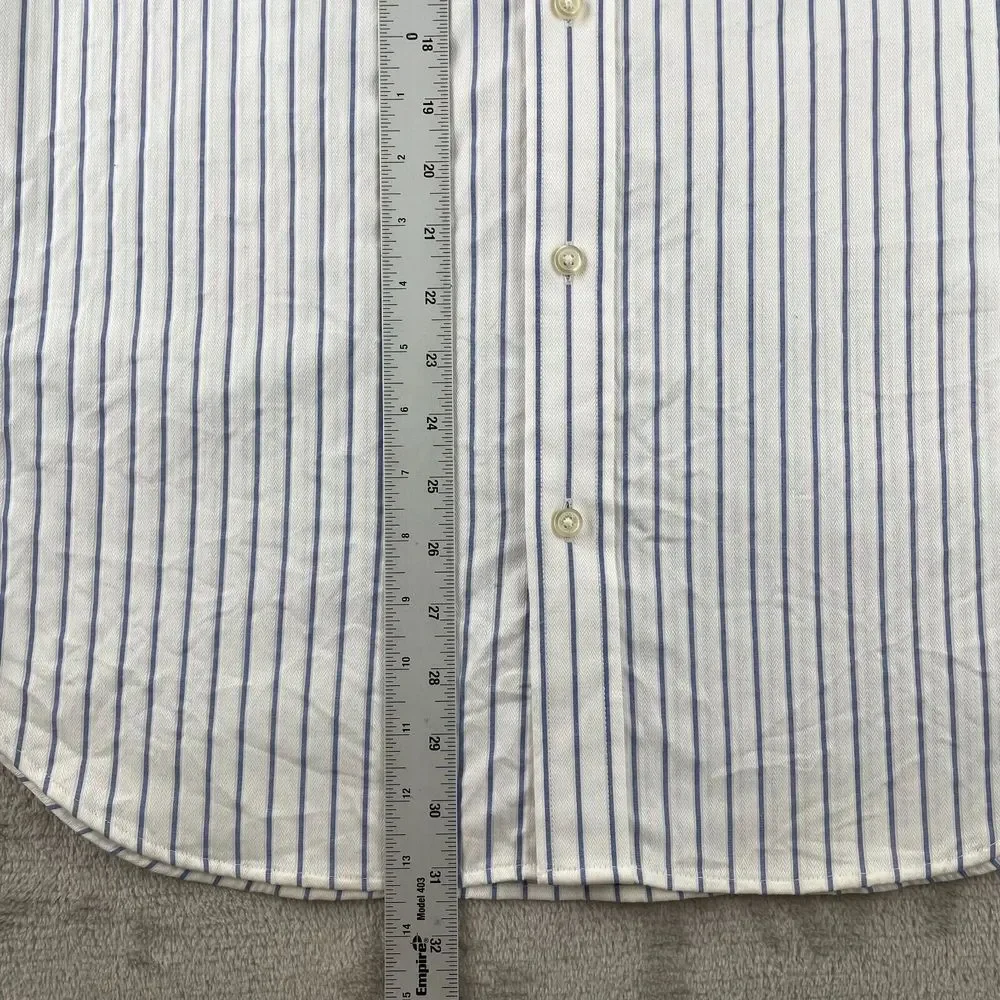 Banana Republic Shirt‎ Men Large White Striped Non Iron Slim Fit Long Sleeve